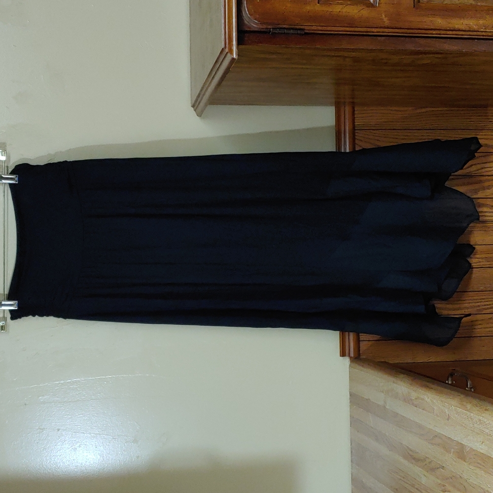 B Design Sheer Ruffle Bottom Long Skirt L